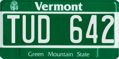 VT license plate TUD642