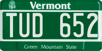 VT license plate TUD652
