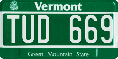 VT license plate TUD669