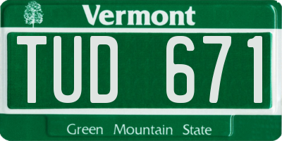 VT license plate TUD671