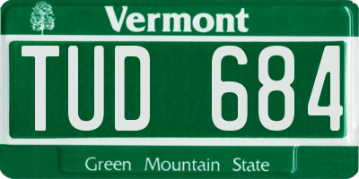 VT license plate TUD684