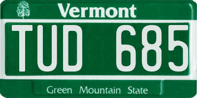 VT license plate TUD685