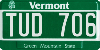 VT license plate TUD706