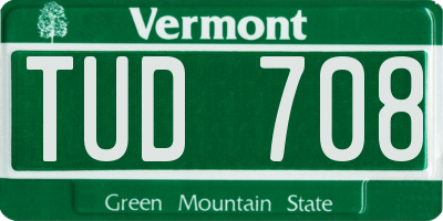 VT license plate TUD708