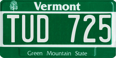 VT license plate TUD725