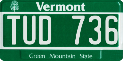 VT license plate TUD736