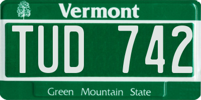 VT license plate TUD742