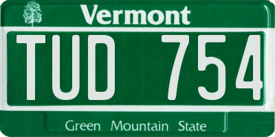 VT license plate TUD754