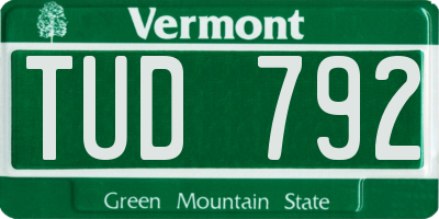 VT license plate TUD792