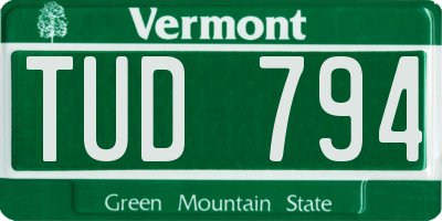 VT license plate TUD794