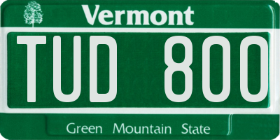 VT license plate TUD800