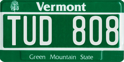 VT license plate TUD808