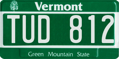VT license plate TUD812