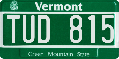 VT license plate TUD815