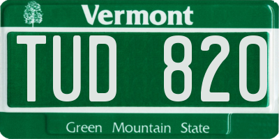 VT license plate TUD820