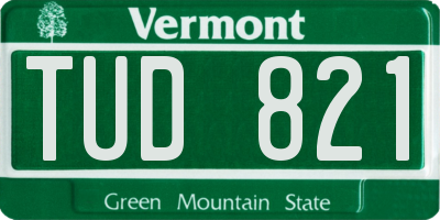 VT license plate TUD821