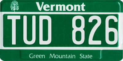 VT license plate TUD826