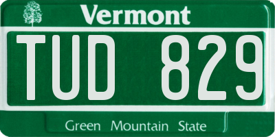 VT license plate TUD829