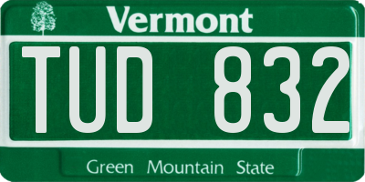 VT license plate TUD832