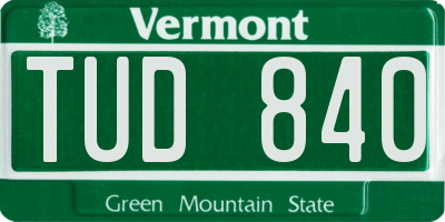 VT license plate TUD840