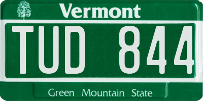 VT license plate TUD844