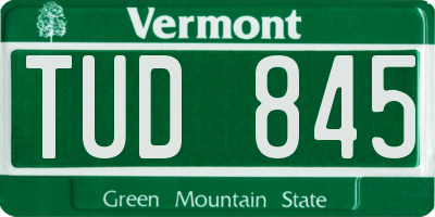 VT license plate TUD845