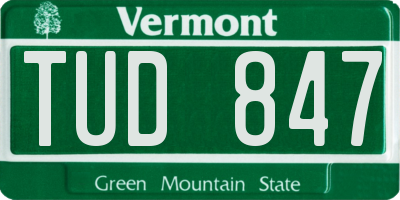 VT license plate TUD847