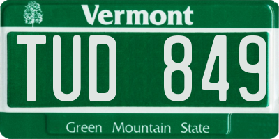 VT license plate TUD849