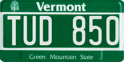 VT license plate TUD850