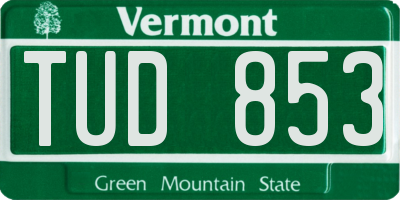 VT license plate TUD853