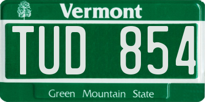 VT license plate TUD854