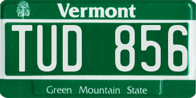 VT license plate TUD856