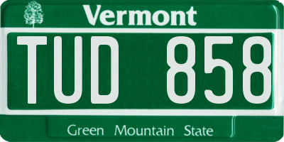 VT license plate TUD858