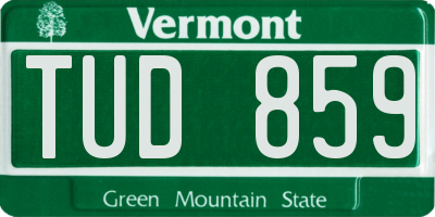 VT license plate TUD859