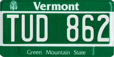 VT license plate TUD862