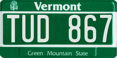 VT license plate TUD867