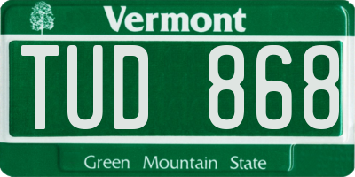 VT license plate TUD868