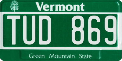 VT license plate TUD869