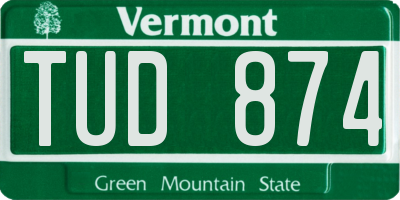 VT license plate TUD874