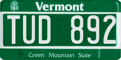 VT license plate TUD892