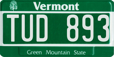 VT license plate TUD893