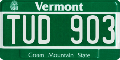 VT license plate TUD903