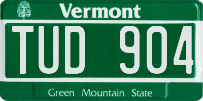 VT license plate TUD904