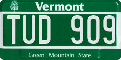 VT license plate TUD909
