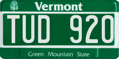 VT license plate TUD920