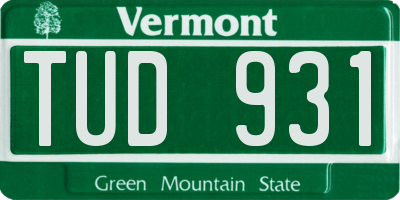 VT license plate TUD931