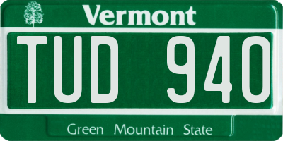 VT license plate TUD940