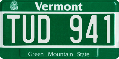 VT license plate TUD941