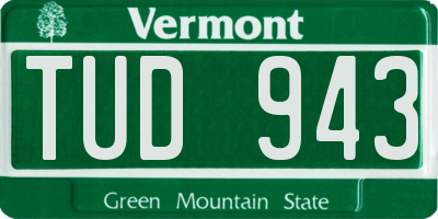 VT license plate TUD943