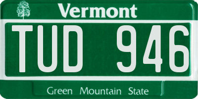 VT license plate TUD946